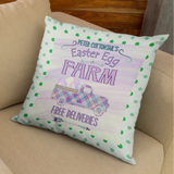 Easter Egg Pillow/ Peter Cottontail’s Farm Plaid Pastel Truck Sign With Green Polkadots Spring Décor