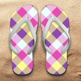 Easter Plaid Flip Flops/ Spring Purple, Blue, Yellow Plaid Summer Sandals