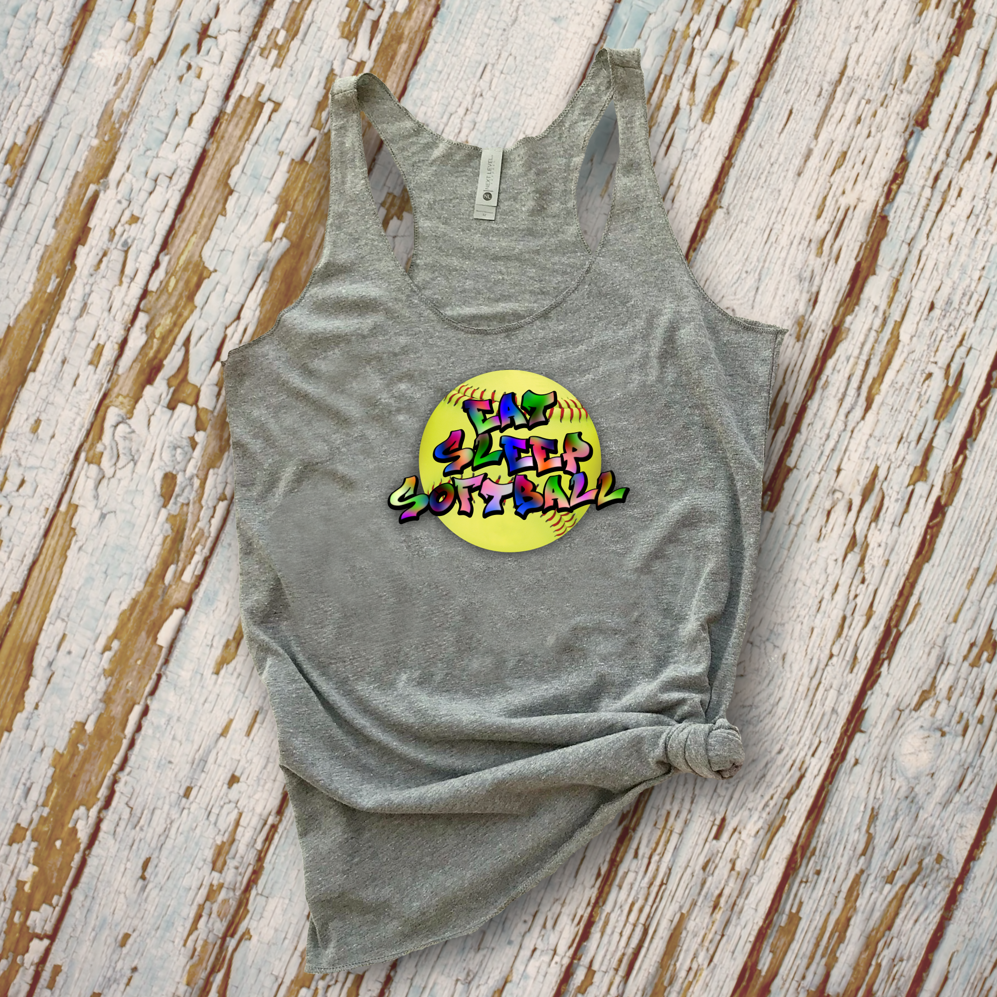 Softball Shirts Eat Sleep Softball Tie Dye Graffiti Tank Tops