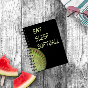 Softball Notebook/ Softball Spiral Journal/ Eat Sleep Softball Chalkboard Style Diary Notebook/ Softball Player/ Coach Writing Journal Gift
