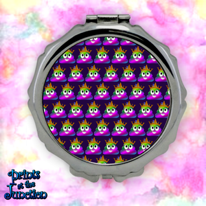 Emoji Poop Compact Mirror/ Rainbow Emoji Poop Princess Crown Cosmetics Mirror/ Cute Princess Rainbow Emoji Poop Travel Make Up Mirror Gift