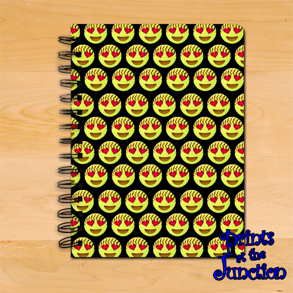 Softball Emoji Notebook/ Softball Emoji Spiral Journal/ Girls Softball Emoji Diary Notebook/ Softball Player/ Coach Writing Journal Gift