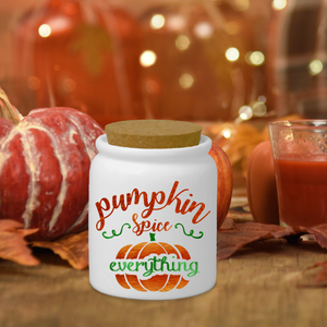 Pumpkin Spice Everything Fall Ceramic Jar/ Thanksgiving Autumn Décor Creamer/ Sugar/ Spice Jar With Cork Lid Kitchen Gift
