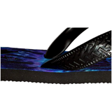 Tropical Flip Flops/ Black, Purple, Blue And Emerald Green Palm Fronds Beach Summer Sandals