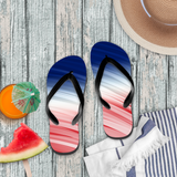 4th Of July Flip Flops/ Red, White And Blue Brushstroke Patriotic Summer Sandals