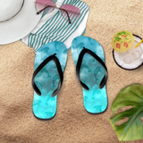 Dolphins Flip Flops/ Nautical Dolphins And Blue Ombre Ocean Waves Coastal Tropical Beach Summer Sandals