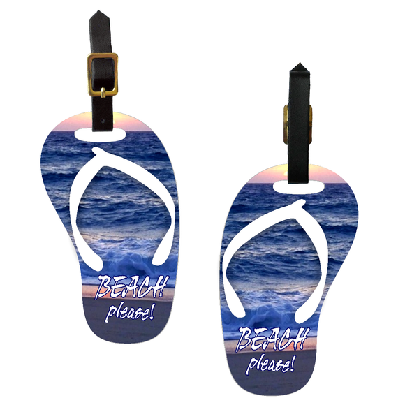 Sunset Beach Bag Tag/ Beach Please Flip Flop Luggage Tag/ Summer Beach Flip Flop Shaped Travel Bag Tag