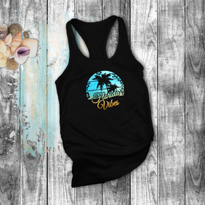 Tropical Florida Tanks/ Florida Vibes Aqua Blue Sunset Palm Trees Hibiscus Summer Beach Vacation Tank Top