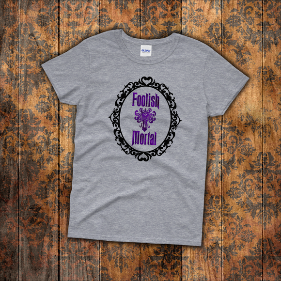 Haunted Mansion Disney Shirts/ Foolish Mortal Purple Metallic Vacation T-Shirts