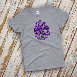 Haunted Mansion Disney Ghost Host Shirts/ Metallic Purple Hitchhiking Ghosts Happy Haunts Foolish Mortal T-Shirt