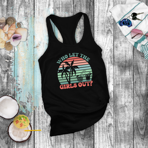 Girls Weekend Trip Tanks/ Retro Sunset Beach Palms And Cocktails Girls Night Out Tank Tops
