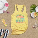 Girls Weekend Trip Tanks/ Retro Sunset Beach Palms And Cocktails Girls Night Out Tank Tops