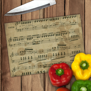 Vintage Music Sheet Glass Cutting Board/ Stained Music Sheet Kitchen Décor Gift