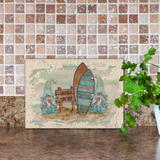 Gnome Cutting Board/ Blue Watercolor Surfing Beach Gnomes Kitchen Décor Gift