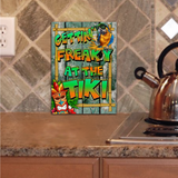 Tiki Bar Glass Cutting Board/ Tropical Parrot Tiki God Beach Wood Gettin’ Freaky At The Tiki Kitchen Décor Gift