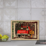 Christmas Gnome Cutting Board/ Red Truck Christmas Plaid Rustic Country Holiday Farmhouse Kitchen Décor Gift