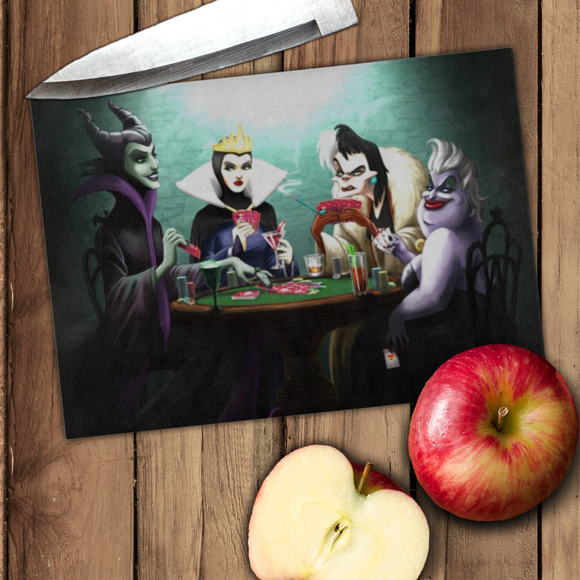 Disney Villains Cutting Board/ Cruella Deville, Maleficent, Evil Queen, Ursula Poker Game Kitchen Décor Gift