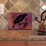 Halloween Raven Glass Cutting Board/ Gothic Raven Distressed Grunge Purple And Orange Kitchen Décor Gift