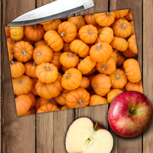 Halloween Fall Mini Pumpkins Glass Cutting Board/ Autumn Harvest Miniature Pumpkins Kitchen Décor Gift