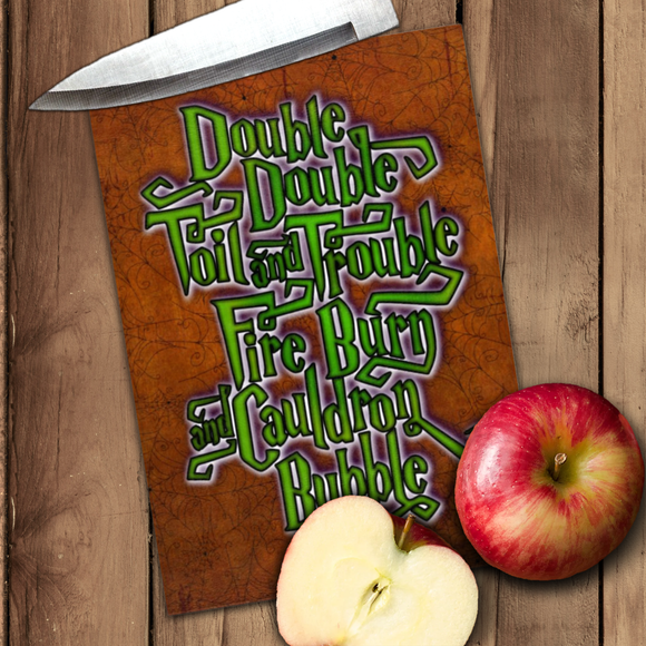 Halloween Magic Spell Glass Cutting Board/ Double Double Toil And Trouble Quote Kitchen Décor Gift