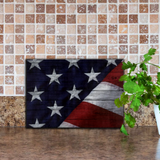 American Flag Rustic Wood Glass Cutting Board/ Patriotic 4th Of July Independence Day Kitchen Décor Gift