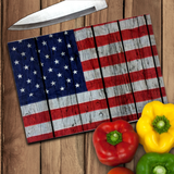 Flag Stars And Stripes Glass Cutting Board/ Patriotic 4th Of July Independence Day Kitchen Décor Gift