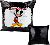 Custom Disney Sequin Pillow/ We're Going To Disney Reveal Throw Pillow Gift/ Mickey Mouse Disney Vacation Reversible Flip Sequin Pillows