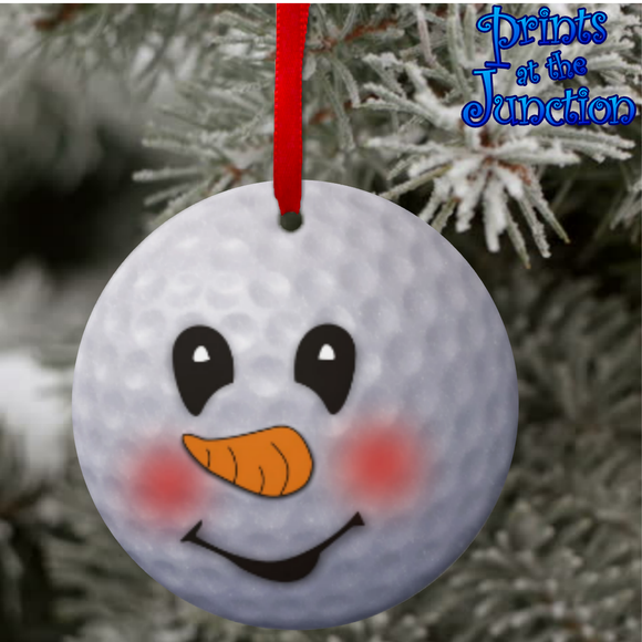Golf Snowman Ornament/ Golf Ball Snowman Christmas Ornament/ Gift Tag/ Personalized Golf Christmas Gift/ Golf Ornament Keepsake