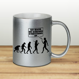 Evolution Coffee Mug / Funny Mankind Quote Pearl Metallic Coffee Quote Mug / Go Back We Screwed Everything Up Human Evolution Science Mug