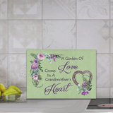 Grandmother Cutting Board/ Floral Garden Watercolor Grandmother Love Quote Kitchen Décor Gift
