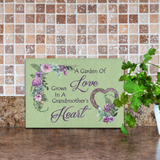 Grandmother Cutting Board/ Floral Garden Watercolor Grandmother Love Quote Kitchen Décor Gift