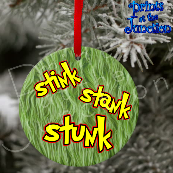 Christmas Grinch Ornament/ Funny Grinch Stink Stank Stunk Christmas Ornament/ Gift Tag/ Grinch Ceramic Christmas Gift