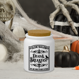 Halloween Décor Ceramic Jar/ Salem Dead And Breakfast Sign Creamer/ Sugar/ Spice/ Apothecary Jar With Cork Lid Kitchen Gift