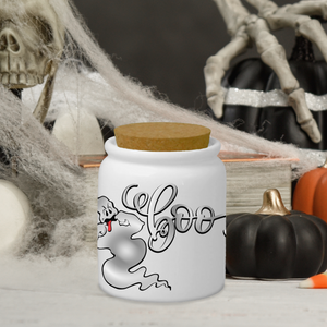 Halloween Décor Ceramic Jar/ Funny Boo Ghost Creamer/ Sugar/ Spice/ Apothecary Jar With Cork Lid Kitchen Gift