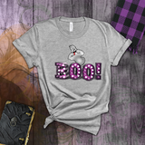 Halloween Shirts/ Purple Marquee Letter Lights BOO! And Funny Ghost With Tongue Sticking Out T Shirts
