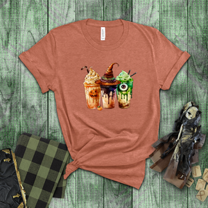 Halloween Coffee Shirts/ Coffee Lover Monster Witch Specialty Drinks T Shirts