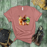 Halloween Coffee Shirts/ Coffee Lover Monster Witch Specialty Drinks T Shirts