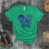 Hocus Pocus Shirts/ Sanderson Sisters Metallic Purple Mickey Mouse Broom, Bats And Stars Disney Halloween Vacation T-Shirts