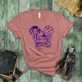 Hocus Pocus Shirts/ Sanderson Sisters Metallic Purple Mickey Mouse Broom, Bats And Stars Disney Halloween Vacation T-Shirts