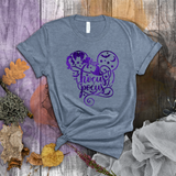 Hocus Pocus Shirts/ Sanderson Sisters Metallic Purple Mickey Mouse Broom, Bats And Stars Disney Halloween Vacation T-Shirts