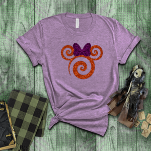Disney Minnie Halloween Shirts/ Orange Purple Glitter Minnie Mouse Fall T Shirts