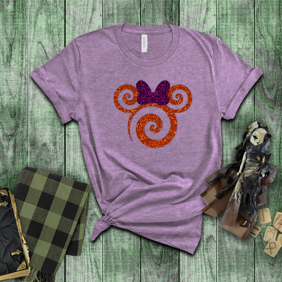 Disney Minnie Halloween Shirts/ Orange Purple Glitter Minnie Mouse Fall T Shirts