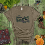 Halloween Witch Shirts/ The Olde Salem Broom Company Vintage Purple, Green Iron Scroll Sign T-Shirts