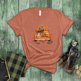 Halloween Shirts/ Harvest Orange Pickup Truck With Pumpkins, Cute Ghost And Witch T-Shirt