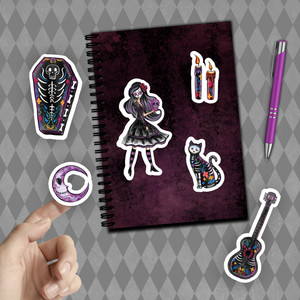 Halloween Stickers/ Day Of The Dead Dia De Los Muertos Fantasy Collection Laptop Decal, Planner, Journal Vinyl Sticker Pack