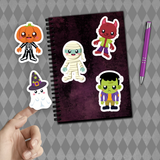 Halloween Stickers/ Trick Or Treaters Mummy Monsters Collection Laptop Decal, Planner, Journal Vinyl Sticker Pack