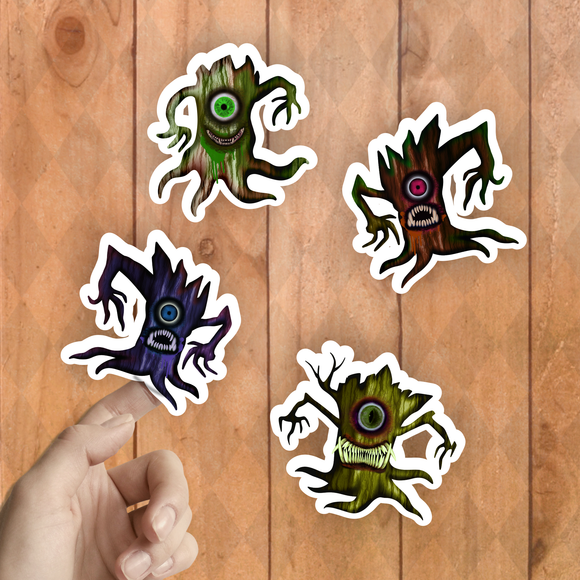 Halloween Stickers/ Spooky Tree Monsters Collection Laptop Decal, Planner, Journal Vinyl Sticker Pack