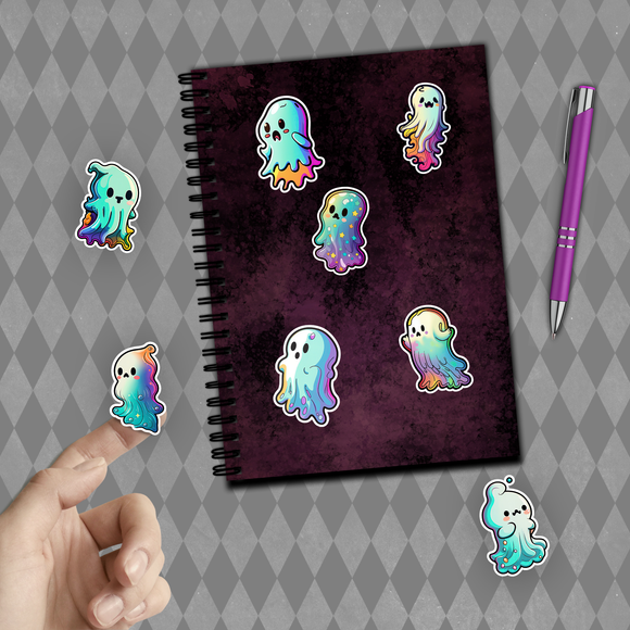 Halloween Stickers/ Cute Neon Ghosts Collection A Laptop Decal, Planner, Journal Vinyl Sticker Pack