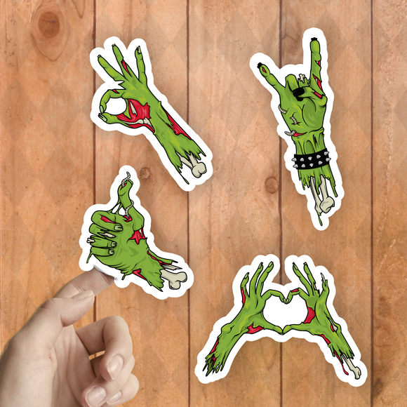 Halloween Stickers/ Green Zombie Hands Collection Laptop Decal, Planner, Journal Vinyl Sticker Pack