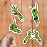 Halloween Stickers/ Green Zombie Hands Collection Laptop Decal, Planner, Journal Vinyl Sticker Pack